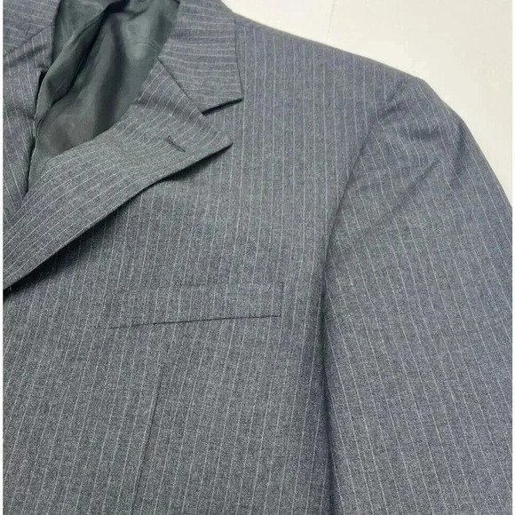 Brooks Brothers 346 Mens Dark Gray Pinstripe Wool Suit Jacket Sport Coat 46R - Picture 4 of 16